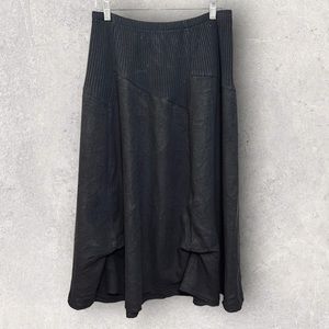 Fenini Black Gathered Linen Skirt